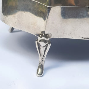 Sterling Silver Pin Stripe Patterned 4 Legged Trinket Box Antique Birmingham circa 1911