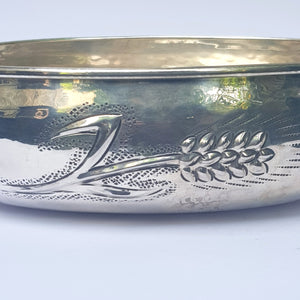Italian Solid Silver Bread Bowl Harvest Wheat Sheaf Repousse Detailed Vintage circa 1960's