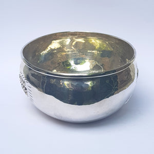 Italian Solid Silver Bread Bowl Harvest Wheat Sheaf Repousse Detailed Vintage circa 1960's
