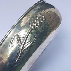 Italian Solid Silver Bread Bowl Harvest Wheat Sheaf Repousse Detailed Vintage circa 1960's