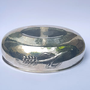 Italian Solid Silver Bread Bowl Harvest Wheat Sheaf Repousse Detailed Vintage circa 1960's