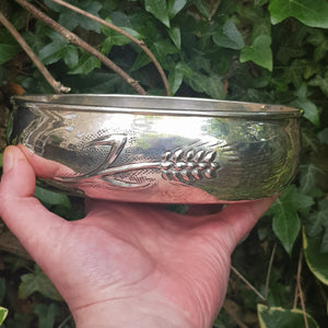 Italian Solid Silver Bread Bowl Harvest Wheat Sheaf Repousse Detailed Vintage circa 1960's