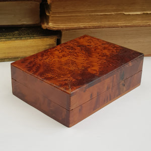 Superb Birds Eye Walnut Hand Carved Table Cigarette Box Antique Circa 1920's