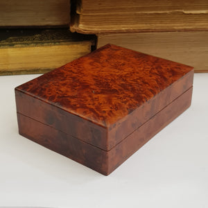 Superb Birds Eye Walnut Hand Carved Table Cigarette Box Antique Circa 1920's
