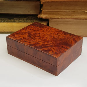 Superb Birds Eye Walnut Hand Carved Table Cigarette Box Antique Circa 1920's