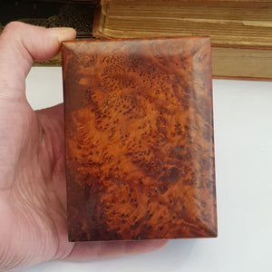 Superb Birds Eye Walnut Hand Carved Table Cigarette Box Antique Circa 1920's