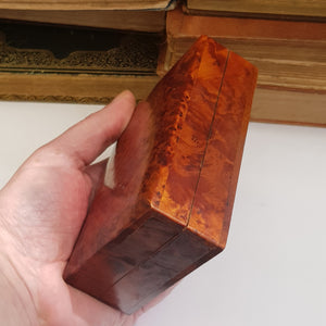 Superb Birds Eye Walnut Hand Carved Table Cigarette Box Antique Circa 1920's