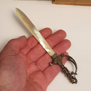 French Souvenir Novelty Mother Pearl Letter Opener Reimes Cathedral circa 1910