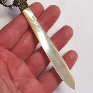 French Souvenir Novelty Mother Pearl Letter Opener Reimes Cathedral circa 1910