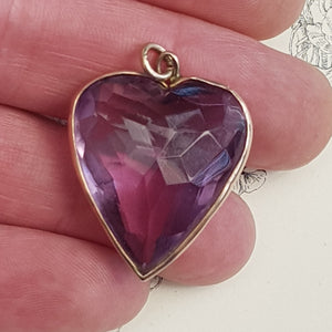 Rare 15k Gold Mounted Amethyst Puffy Heart Pendant 43.4cts Antique Victorian circa 1870
