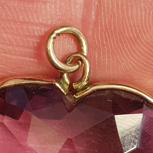 Rare 15k Gold Mounted Amethyst Puffy Heart Pendant 43.4cts Antique Victorian circa 1870