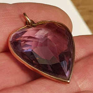 Rare 15k Gold Mounted Amethyst Puffy Heart Pendant 43.4cts Antique Victorian circa 1870