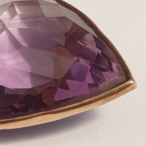 Rare 15k Gold Mounted Amethyst Puffy Heart Pendant 43.4cts Antique Victorian circa 1870