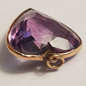 Rare 15k Gold Mounted Amethyst Puffy Heart Pendant 43.4cts Antique Victorian circa 1870
