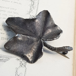Sterling Silver Still Life Ivy Leaf Brooch By Ove Eriksen Denmark Vintage circa 1950