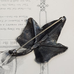 Sterling Silver Still Life Ivy Leaf Brooch By Ove Eriksen Denmark Vintage circa 1950