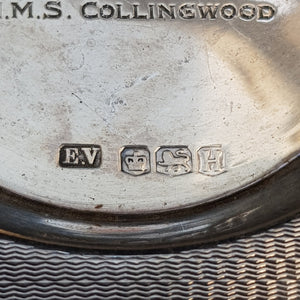 Sterling Silver Ashtray HMS Collingwood Royal Navy Lt. Daniels Vintage Retro Sheffield circa 1950
