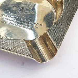 Sterling Silver Ashtray HMS Collingwood Royal Navy Lt. Daniels Vintage Retro Sheffield circa 1950