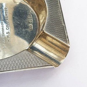 Sterling Silver Ashtray HMS Collingwood Royal Navy Lt. Daniels Vintage Retro Sheffield circa 1950