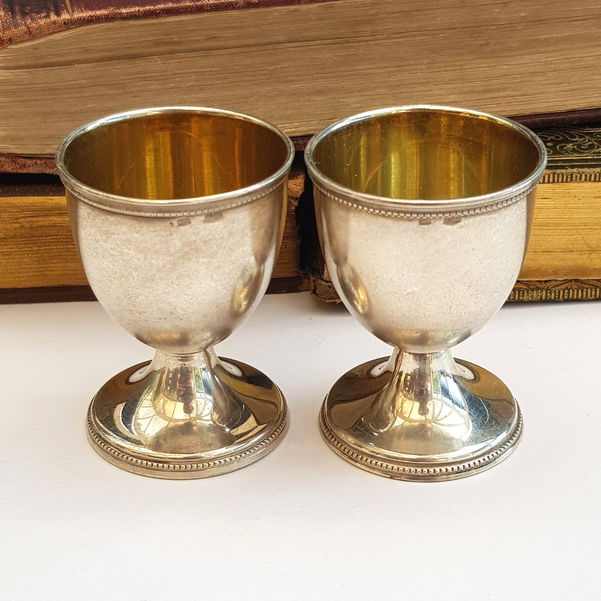 Soviet Russia Solid Silver Pair Of Egg Cups Vintage Circa 1960's