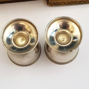 Soviet Russia Solid Silver Pair Of Egg Cups Vintage Circa 1960's
