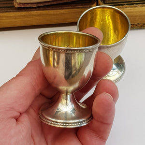 Soviet Russia Solid Silver Pair Of Egg Cups Vintage Circa 1960's