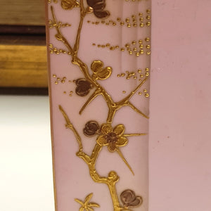 Rare Pointons Blush Glazed Gold Blossom Bird Decorated Table Menu Antique c1920