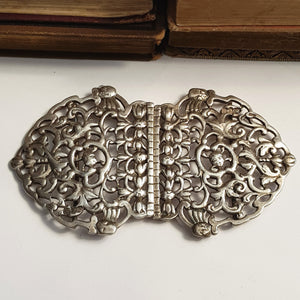 Large Sterling Silver Maternity Matrons Belt Buckle Antique London circa 1899