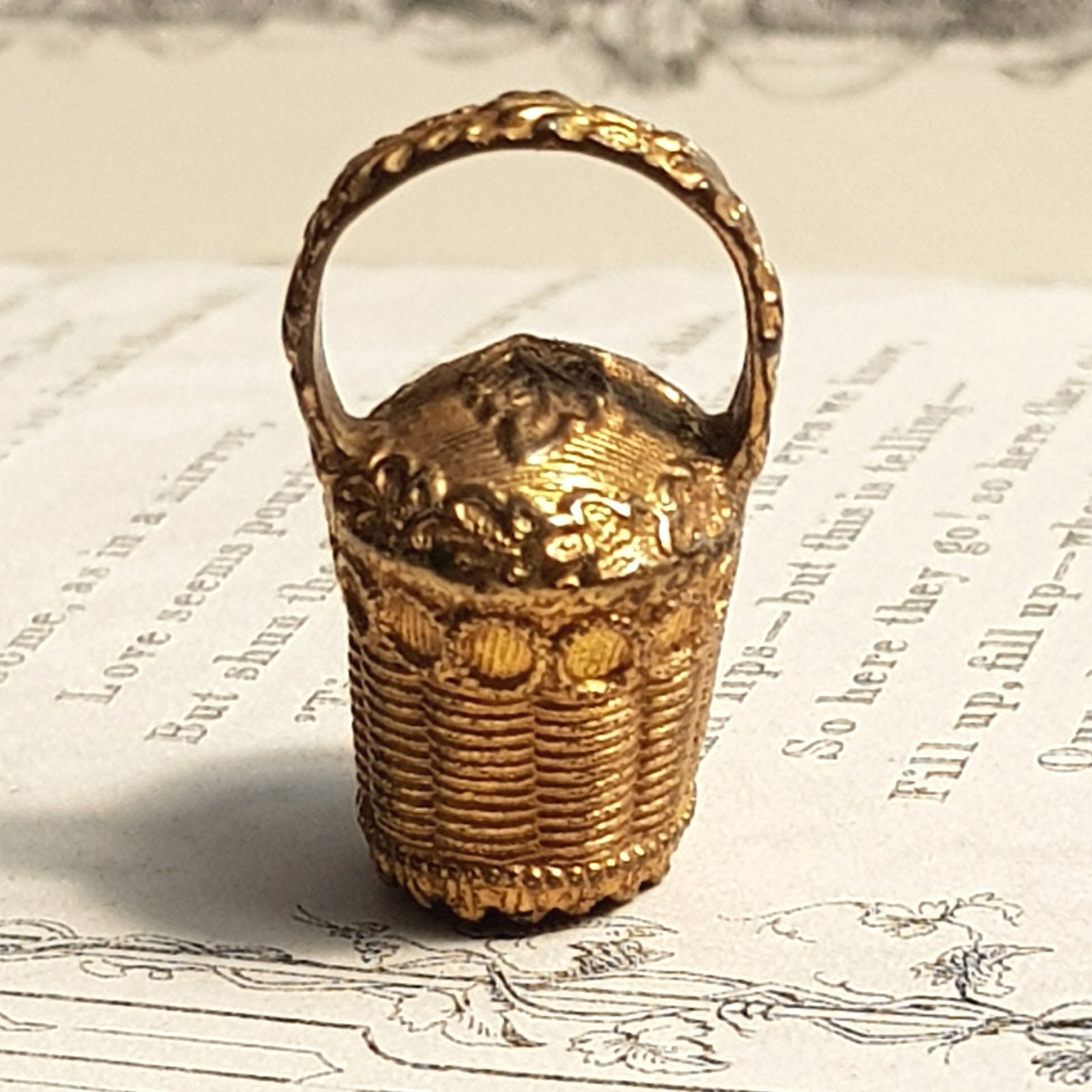 14k Gold Cairngorm Citrine Set Oak Leaf Decorated Miniature Egg Basket Fob Pendant Seal Antique Georgian circa 1820's