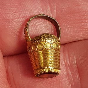 14k Gold Cairngorm Citrine Set Oak Leaf Decorated Miniature Egg Basket Fob Pendant Seal Antique Georgian circa 1820's
