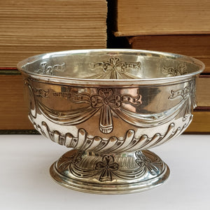 Sterling Silver Lovers Knot Swag Gallery Pattern Bowl Antique London circa 1925