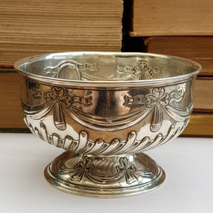 Sterling Silver Lovers Knot Swag Gallery Pattern Bowl Antique London circa 1925