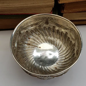 Sterling Silver Lovers Knot Swag Gallery Pattern Bowl Antique London circa 1925