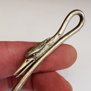 Rare Sterling Silver Heron Figure Handled Tea Spoon Antique London Import circa 1924