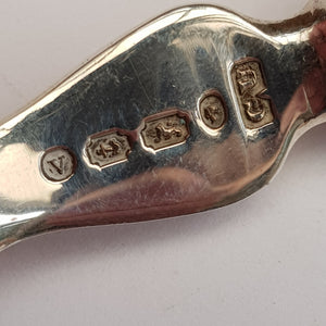 Superb Sterling Silver Mother Of Pearl Handled Fruit Cutlery Duo Birmingham circa 1870