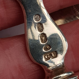 Superb Sterling Silver Mother Of Pearl Handled Fruit Cutlery Duo Birmingham circa 1870