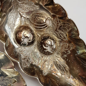 Sterling Silver Rare Pair Of Repousse Berry Spoons Antique Georgian London circa 1765