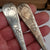 Sterling Silver Rare Pair Of Repousse Berry Spoons Antique Georgian London circa 1765