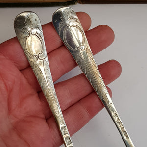 Sterling Silver Rare Pair Of Repousse Berry Spoons Antique Georgian London circa 1765