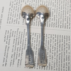 Sterling Silver Pair Of Fiddle Pattern Egg Spoons Antique Victorian London circa 1839