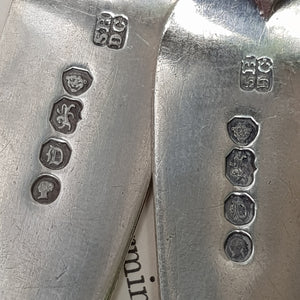 Sterling Silver Pair Of Fiddle Pattern Egg Spoons Antique Victorian London circa 1839