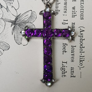 Sterling Silver Mounted Amethyst And Rock Crystal Cross Pendant Antique Victorian circa 1860's