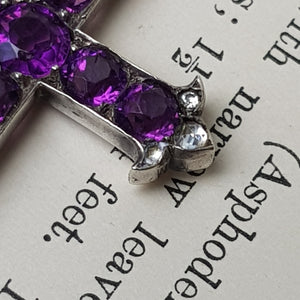 Sterling Silver Mounted Amethyst And Rock Crystal Cross Pendant Antique Victorian circa 1860's