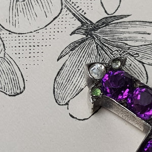 Sterling Silver Mounted Amethyst And Rock Crystal Cross Pendant Antique Victorian circa 1860's