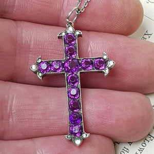 Sterling Silver Mounted Amethyst And Rock Crystal Cross Pendant Antique Victorian circa 1860's