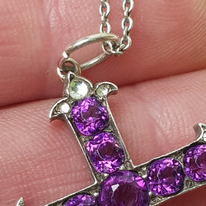 Sterling Silver Mounted Amethyst And Rock Crystal Cross Pendant Antique Victorian circa 1860's