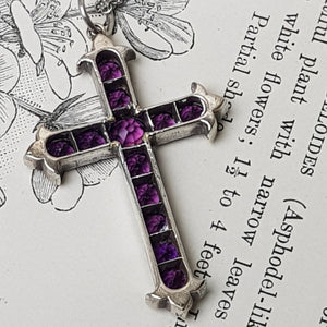 Sterling Silver Mounted Amethyst And Rock Crystal Cross Pendant Antique Victorian circa 1860's