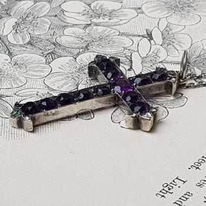 Sterling Silver Mounted Amethyst And Rock Crystal Cross Pendant Antique Victorian circa 1860's
