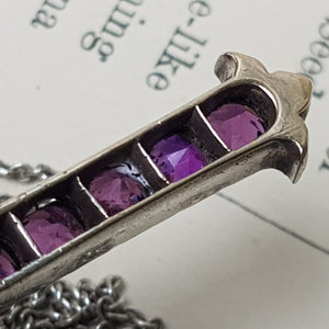 Sterling Silver Mounted Amethyst And Rock Crystal Cross Pendant Antique Victorian circa 1860's