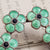 Denmark Sterling Silver Green Enamel Daisy Flower Halo Brooch Antique circa 1910